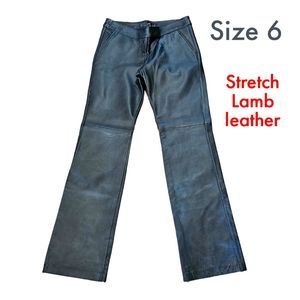 Joseph Israel black 100% lamb leather stretch pants Size 6, designer